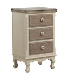 Krémový noční stolek se 3 zásuvkami Geese Shabby