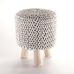 Krémový pletený puf Tomasucci Knit