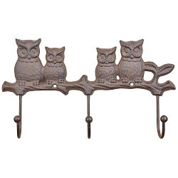 Litinový věšák se 3 háčky Esschert Design Owls