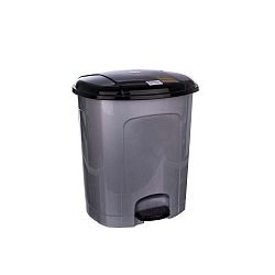 Metalicky šedý pedálový odpadkový koš Orion, 21 l