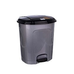 Metalicky šedý pedálový odpadkový koš Orion, 30 l