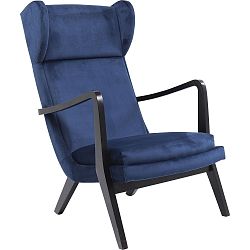 Modré křeslo ušák Kare Design Silence Velvet