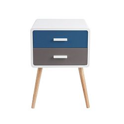 Modro-šedý stolek se 2 zásuvkami Leitmotiv Neat