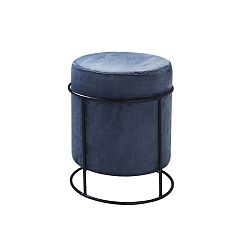 Modrý čalouněný puf Native Stack, ⌀ 37 cm