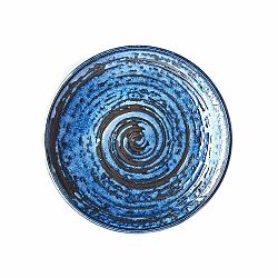 Modrý keramický talíř MIJ Copper Swirl, ø 20 cm