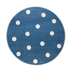 Modrý kulatý koberec s puntíky KICOTI Blue, ø 100 cm