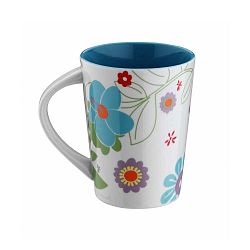 Modrý porcelánový hrnek Flowers, 400 ml