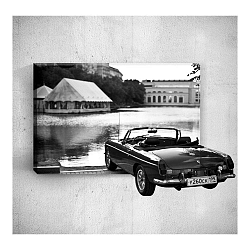 Nástěnný 3D obraz Mosticx Retro BW Car, 40 x 60 cm
