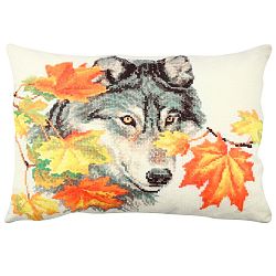 Oboustranný polštář Autum Wolf, 33 x 48 cm