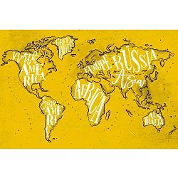 Obraz Homemania Maps World Yellow, 70 x 100 cm