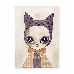 Obraz na plátně Tanuki Watercolor Cat, 70 x 50 cm