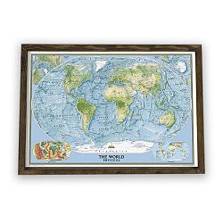 Obraz v dřevěném rámu Blue Globe, 70 x 50 cm