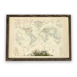 Obraz v dřevěném rámu Globe, 70 x 50 cm