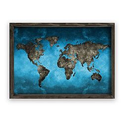 Obraz v dřevěném rámu Night World, 70 x 50 cm