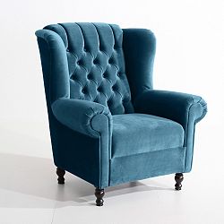 Petrolejově modré křeslo Max Winzer Vary Velvet