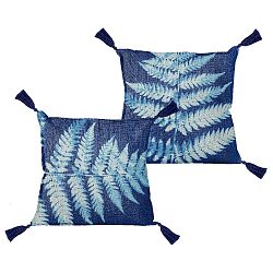 Polštář Linen Couture Borlas Blue Leaf, 45 x 45 cm