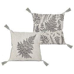 Polštář Linen Couture Borlas Grey Leaf, 45 x 45 cm
