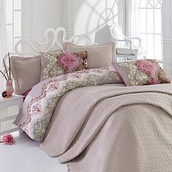 Povlečení s prostěradlem Beige Set, 160 x 220 cm