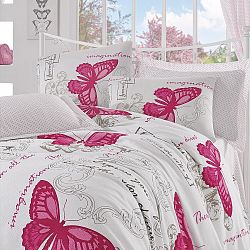 Přehoz s prostěradlem Pink Butterfly, 160x235 cm