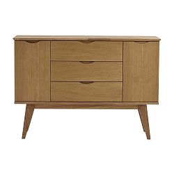 Přírodní dubová komoda Rowico Njord, délka 122 cm