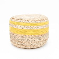 Puf z juty se žlutým detailem LABEL51 Braided