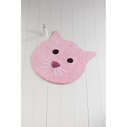 Růžová koupelnová předložka Cat, ⌀ 90 cm