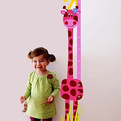 Růžová nástěnná samolepka Pink Giraffe