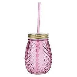Růžová sklenice s brčkem Miss Étoile Pineapple