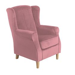 Růžové křeslo ušák Max Winzer Lorris Velour Rose