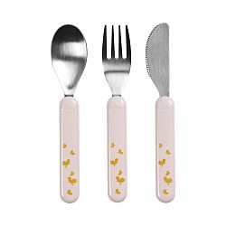 Růžový dětský příbor Done by Deer Happy Dots