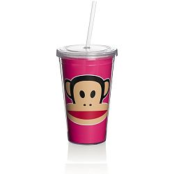 Růžový hrnek s brčkem Paul Frank