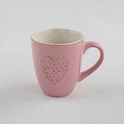 Růžový keramický hrnek Dakls Dots Heart, 300 ml