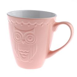 Růžový keramický hrnek Dakls Owl, 530 ml