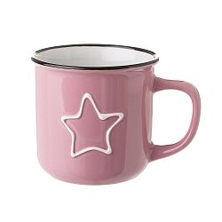Růžový keramický hrnek Unimasa Star, 325 ml