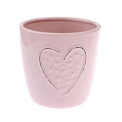 Růžový keramický květináč Dakls Heart, výška 12 cm