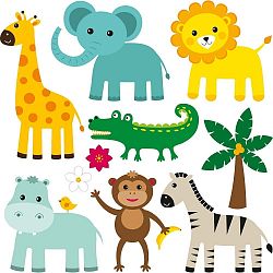 Sada 10 nástěnných samolepek Cute Animals