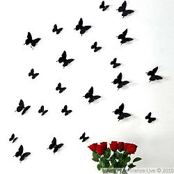 Sada 12 černých 3D samolepek Ambiance Butterflies