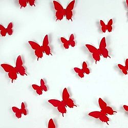 Sada 12 červených samolepek Ambiance Butterflies
