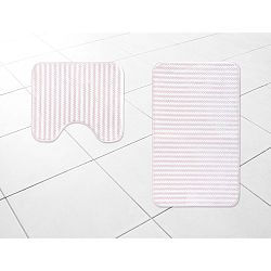 Sada 2 bílorůžových koupelnových předložek Stripy