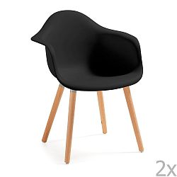 Sada 2 černých jídelních židlí La Forma Kenna