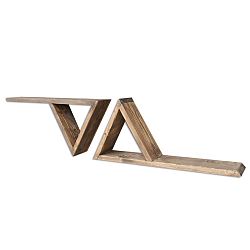 Sada 2 dřevěných nástěnných polic Triangles