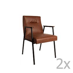 Sada 2 hnědých křesel Dutchbone Fez Vintage