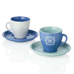 Sada 2 hrnků s podšálky Brandani Cobalt