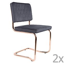 Sada 2 šedých židlí Zuiver Diamond Kink