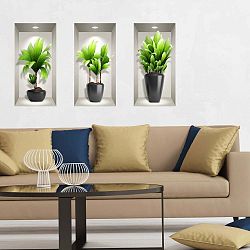 Sada 3 3D samolepek na zeď Ambiance Exotic Plants