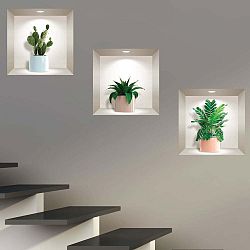 Sada 3 3D samolepek na zeď Ambiance Houseplants