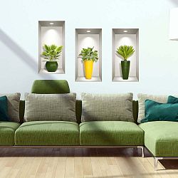 Sada 3 3D samolepek na zeď Ambiance Palm Leaves