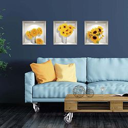 Sada 3 3D samolepek na zeď Ambiance Sunflowers