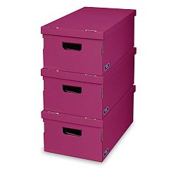 Sada 3 fialových úložných boxů Domopak Living