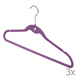 Sada 3 fialových věšáků Domopak Velvet Hangers
